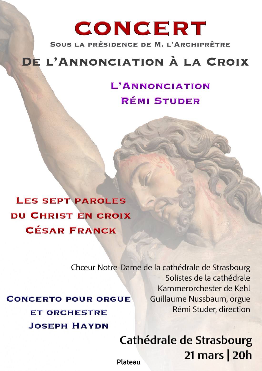 Concert à la Cathédrale de Strasbourg l'Annonciation de Rémi STUDER